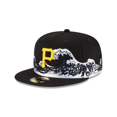 Black Pittsburgh Pirates Hat - New Era MLB Wave 59FIFTY Fitted Caps USA8793562